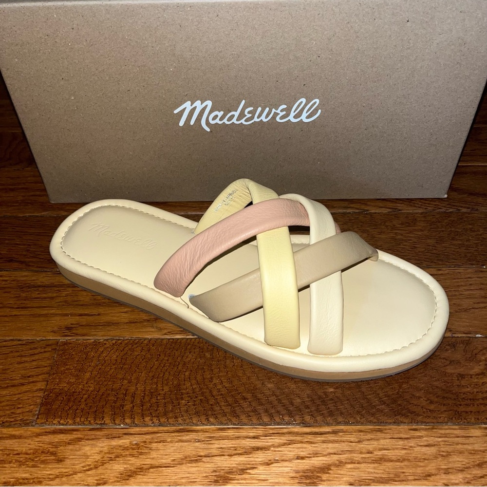 Madewell Francine Puffy Woven Leather Sandals Tan Buttercream Scone Women’s 10